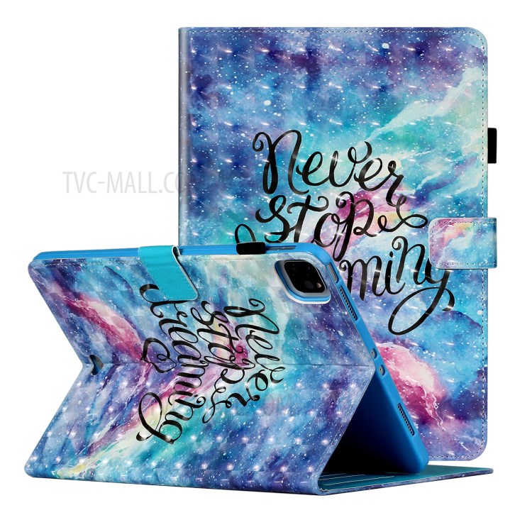 Light Spot Decor Patterned PU Leather Stand Shell Tablet Case for iPad Pro 11-inch (2020)/(2018) - Never Stop Dreaming-1