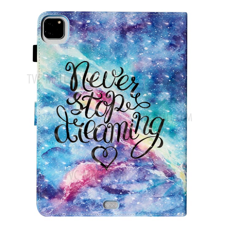 Light Spot Decor Patterned PU Leather Stand Shell Tablet Case for iPad Pro 11-inch (2020)/(2018) - Never Stop Dreaming-4