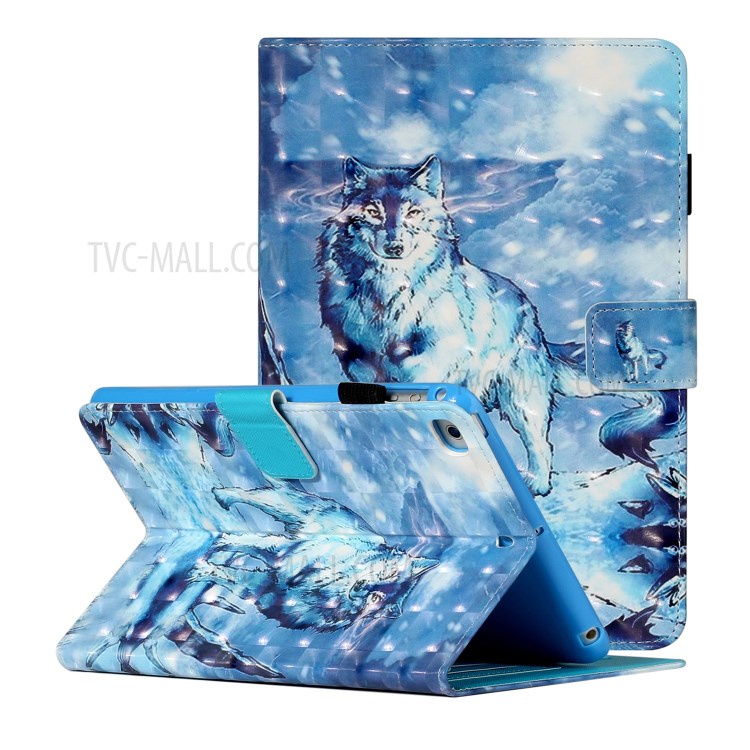 Light Spot Decor Patterned PU Leather Stand Shell Tablet Shell Cover for iPad Mini/mini (2019) 7.9 inch/4/3/2 - Wolf-1