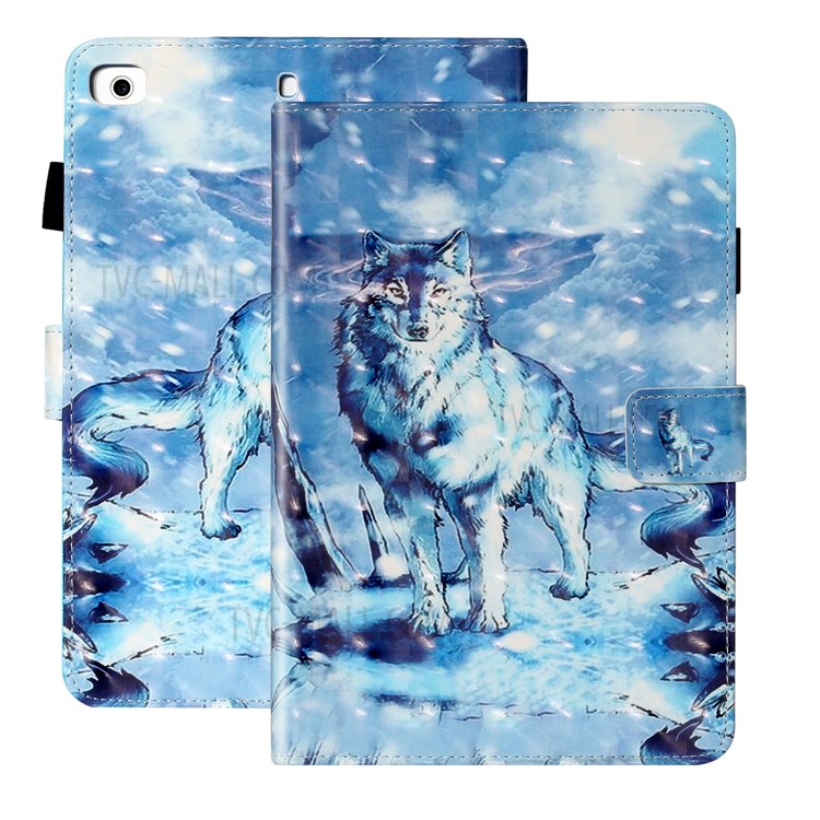 Light Spot Decor Patterned PU Leather Stand Shell Tablet Shell Cover for iPad Mini/mini (2019) 7.9 inch/4/3/2 - Wolf-3