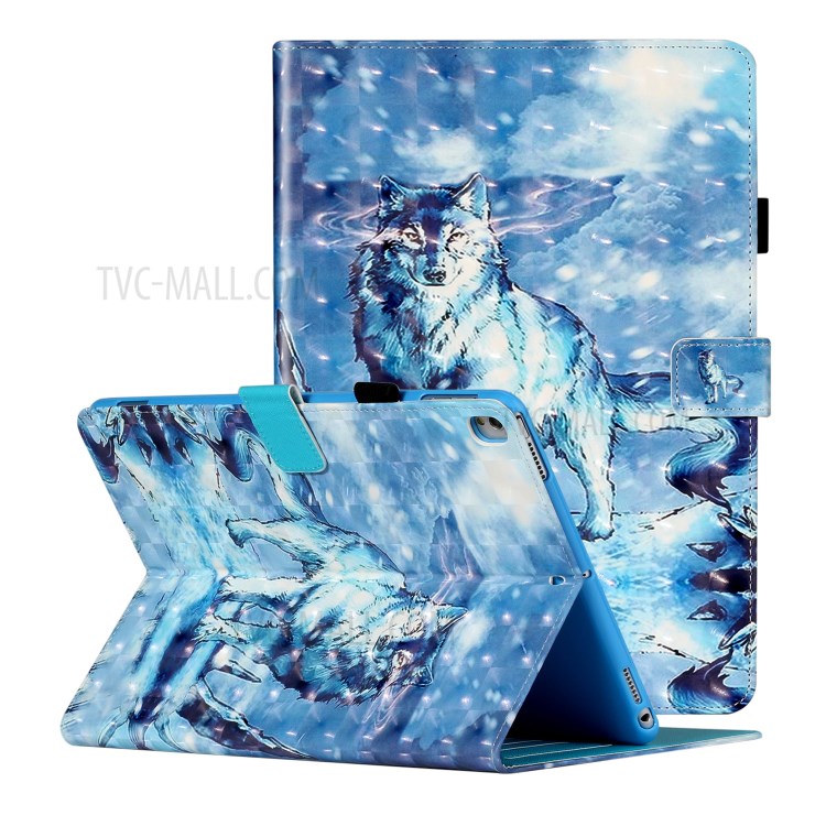 Light Spot Decor Patterned PU Leather Stand Shell Tablet Shell Case for iPad 10.2 (2019) - Wolf-1