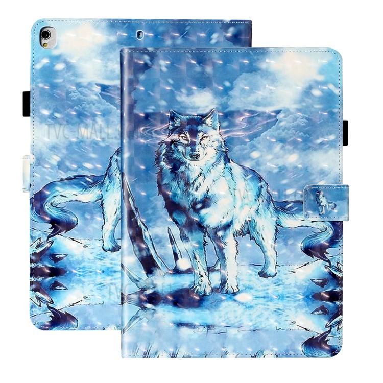 Light Spot Decor Patterned PU Leather Stand Shell Tablet Shell Case for iPad 10.2 (2019) - Wolf-2