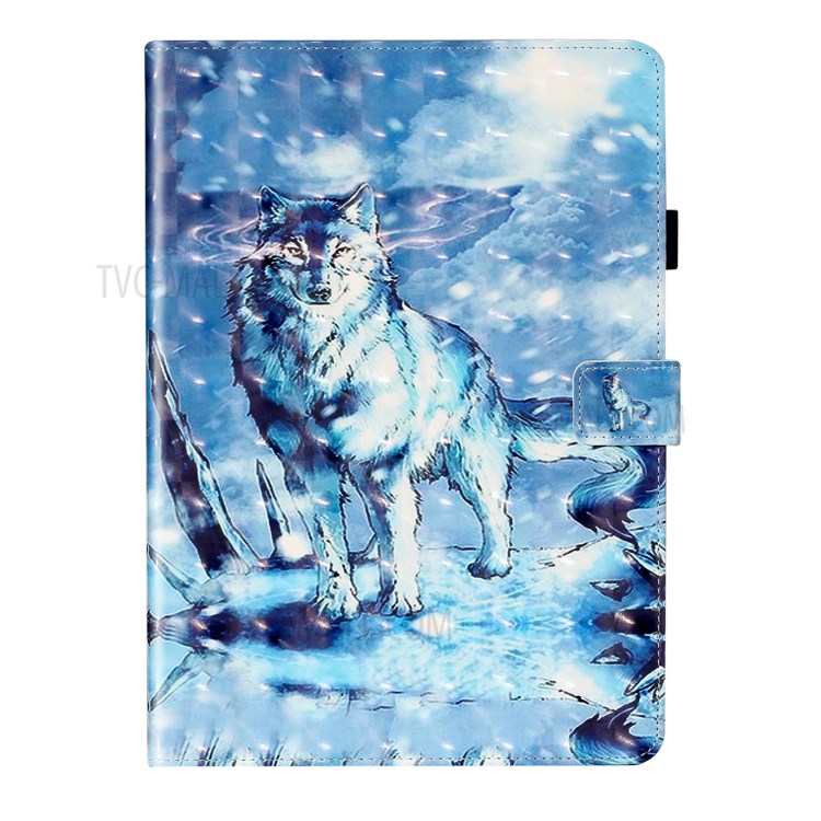 Light Spot Decor Patterned PU Leather Stand Shell Tablet Shell Case for iPad 10.2 (2019) - Wolf-3