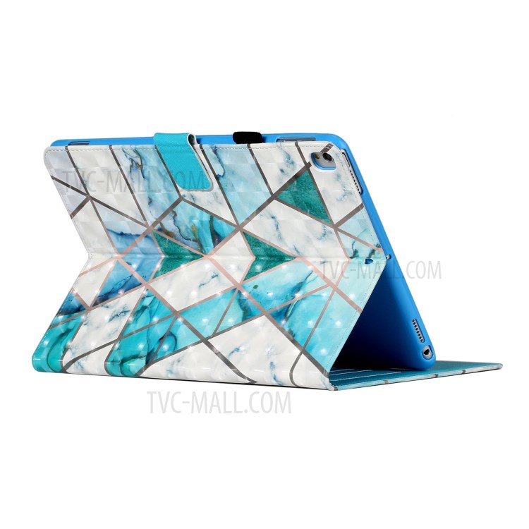 Light Spot Decor Patterned PU Leather Stand Shell Tablet Shell Case for iPad 10.2 (2020) (2019) - Blue and White-5