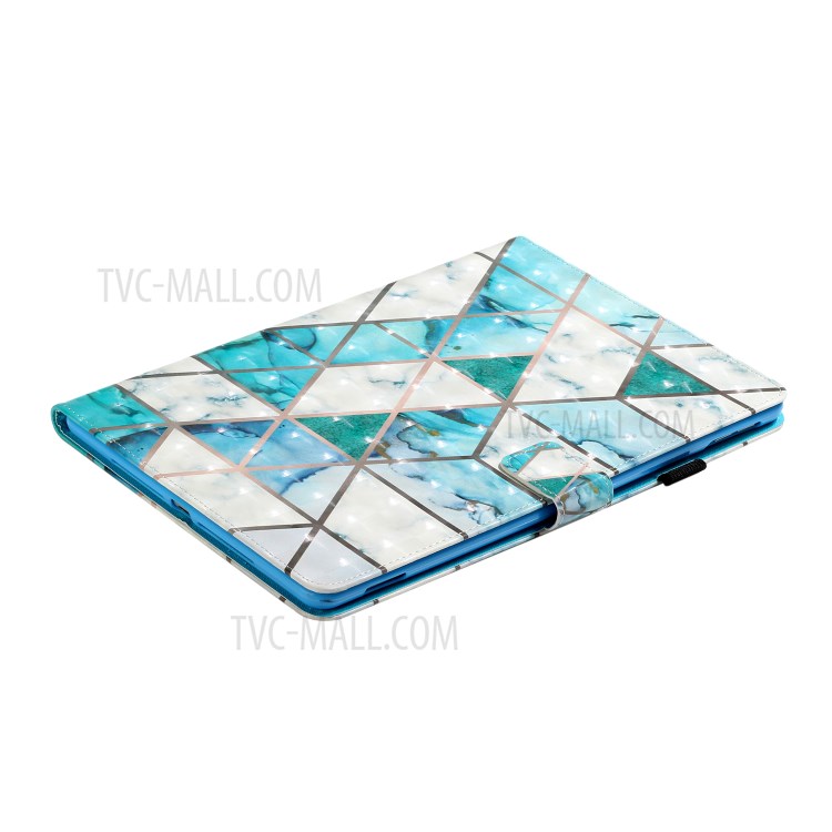 Light Spot Decor Patterned PU Leather Stand Shell Tablet Shell Case for iPad 10.2 (2020) (2019) - Blue and White-6