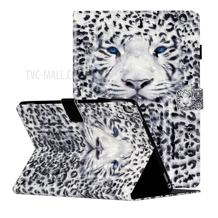 Light Spot Decor Patterned PU Leather Stand Shell Tablet Shell Case for iPad 10.2 (2020) (2019) - Scary Leopard-1