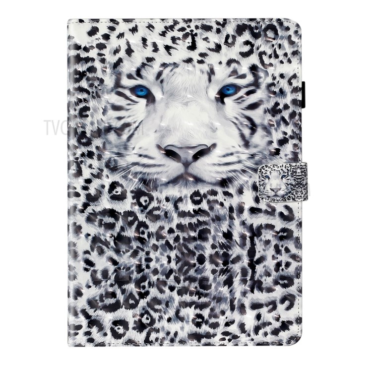 Light Spot Decor Patterned PU Leather Stand Shell Tablet Shell Case for iPad 10.2 (2020) (2019) - Scary Leopard-3