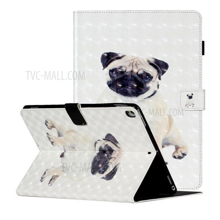 Light Spot Decor Patterned PU Leather Stand Shell Tablet Shell Case for iPad 10.2 (2020) (2019) - Dog-1