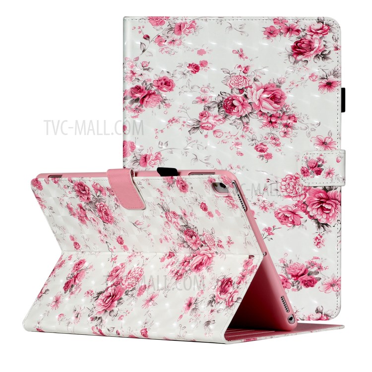 Light Spot Decor Patterned PU Leather Stand Shell Tablet Shell Case for iPad 10.2 (2020) (2019) - Flower-1
