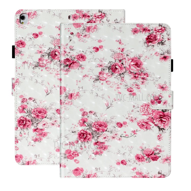 Light Spot Decor Patterned PU Leather Stand Shell Tablet Shell Case for iPad 10.2 (2020) (2019) - Flower-2
