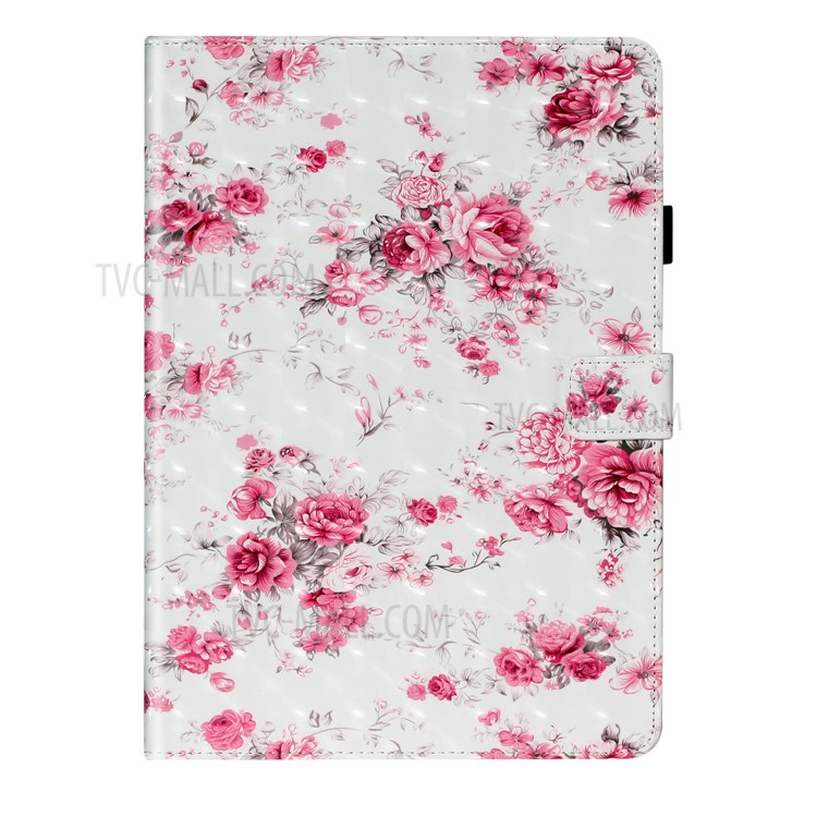 Light Spot Decor Patterned PU Leather Stand Shell Tablet Shell Case for iPad 10.2 (2020) (2019) - Flower-3