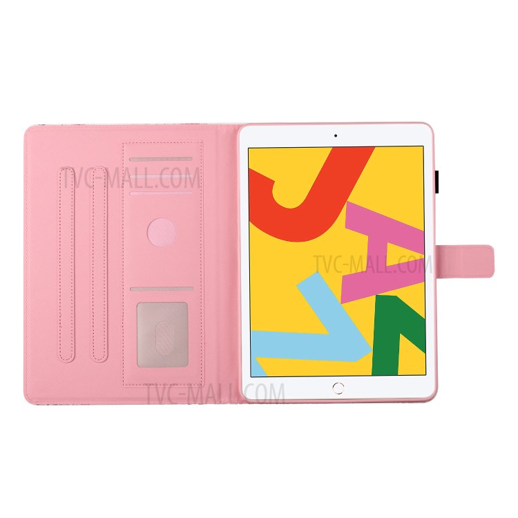 Light Spot Decor Patterned PU Leather Stand Shell Tablet Shell Case for iPad 10.2 (2020) (2019) - Flower-7
