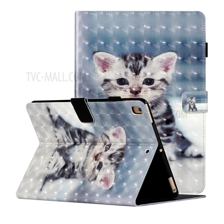 Light Spot Decor Patterned PU Leather Shell Stand Shell Tablet Cover for iPad Air 2/Air (2013)/9.7-inch (2018) - Little Cat-1