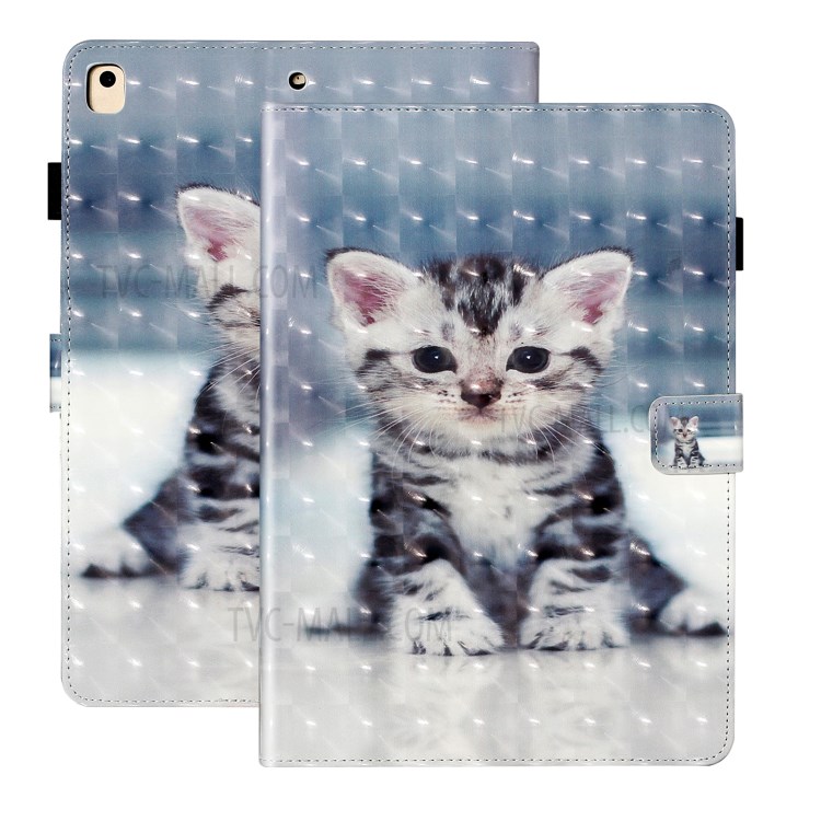 Light Spot Decor Patterned PU Leather Shell Stand Shell Tablet Cover for iPad Air 2/Air (2013)/9.7-inch (2018) - Little Cat-2