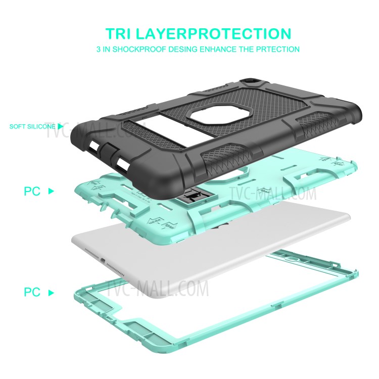 Detachable 2-in-1 Shock Proof Anti-dust Protective TPU + PC Kickstand Hybrid Case for iPad Air 2(iPad 6) - Black/Cyan-3