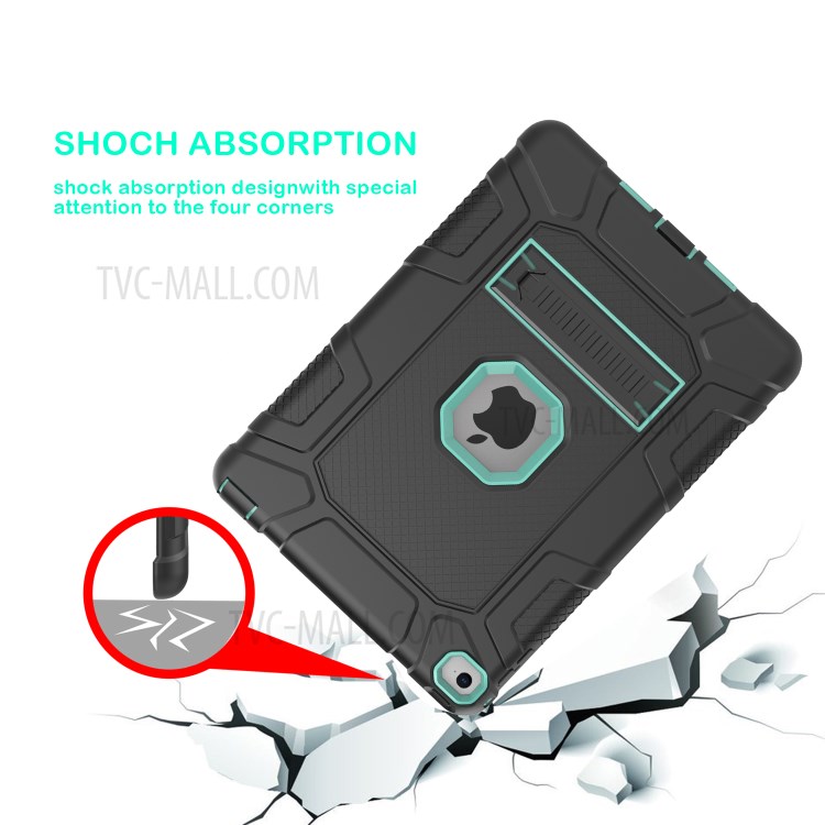 Detachable 2-in-1 Shock Proof Anti-dust Protective TPU + PC Kickstand Hybrid Case for iPad Air 2(iPad 6) - Black/Cyan-5