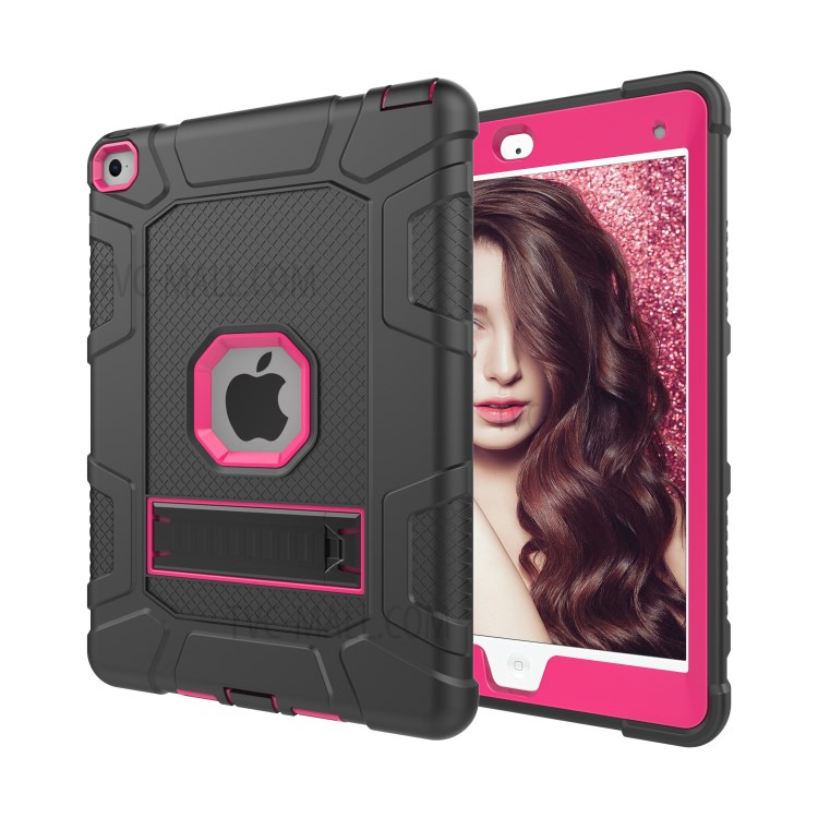 Detachable 2-in-1 Shock Proof Anti-dust Protective TPU + PC Kickstand Hybrid Case for iPad Air 2(iPad 6) - Black/Rose-1