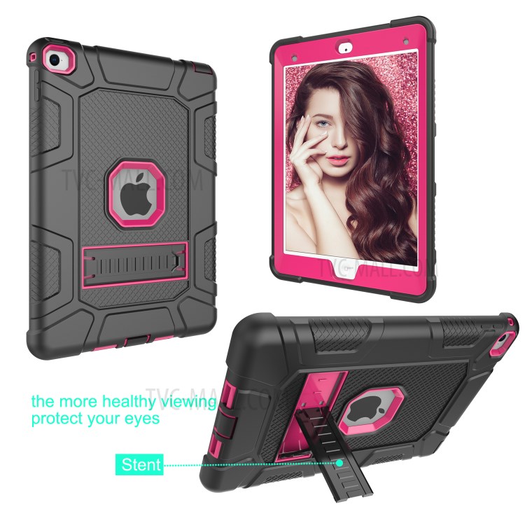 Detachable 2-in-1 Shock Proof Anti-dust Protective TPU + PC Kickstand Hybrid Case for iPad Air 2(iPad 6) - Black/Rose-2