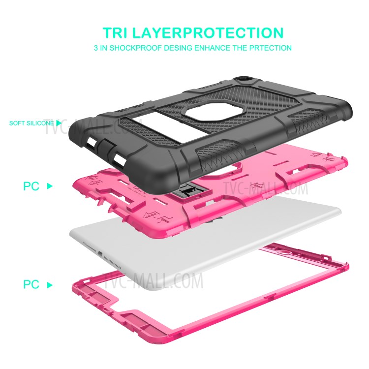 Detachable 2-in-1 Shock Proof Anti-dust Protective TPU + PC Kickstand Hybrid Case for iPad Air 2(iPad 6) - Black/Rose-3