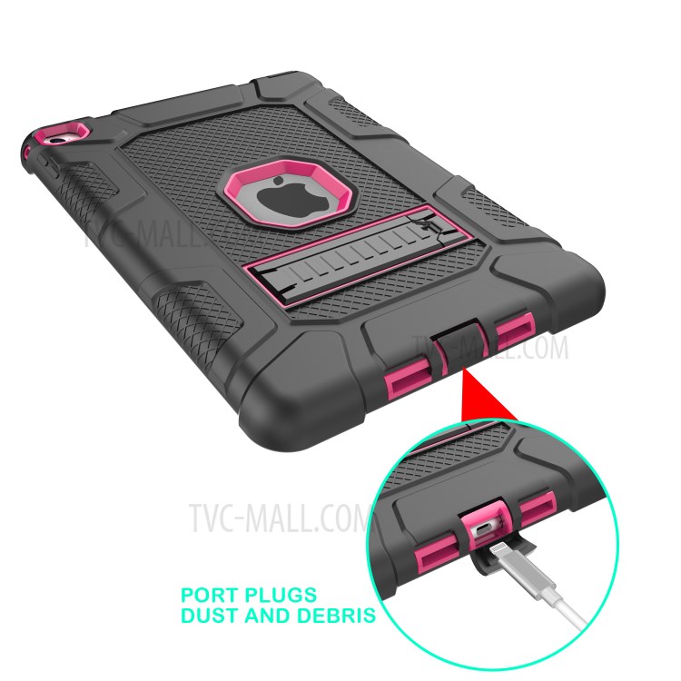 Detachable 2-in-1 Shock Proof Anti-dust Protective TPU + PC Kickstand Hybrid Case for iPad Air 2(iPad 6) - Black/Rose-4
