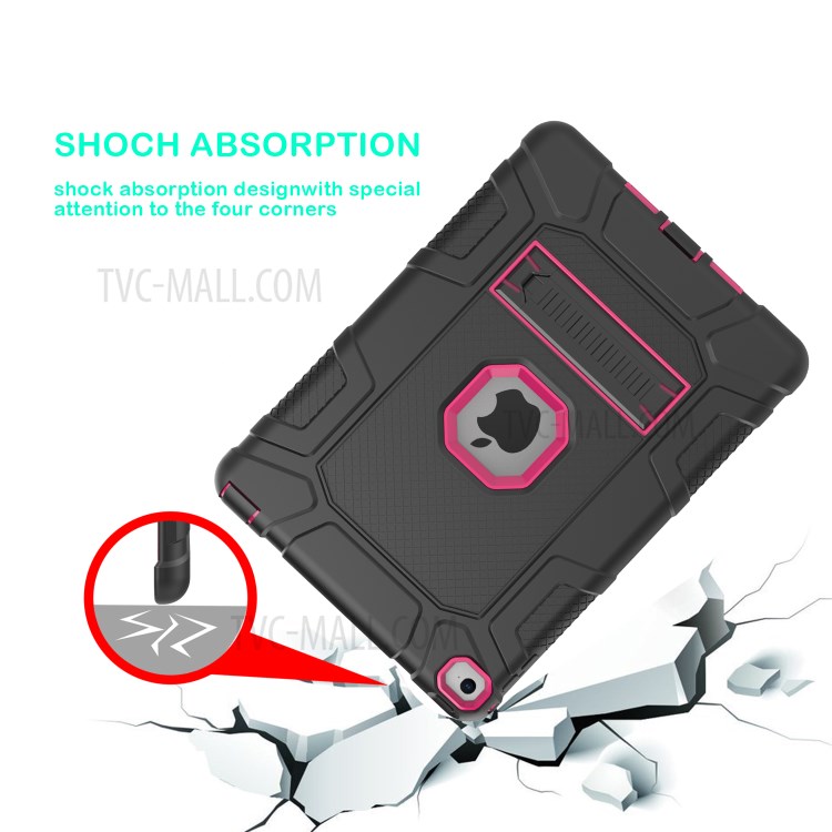 Detachable 2-in-1 Shock Proof Anti-dust Protective TPU + PC Kickstand Hybrid Case for iPad Air 2(iPad 6) - Black/Rose-5