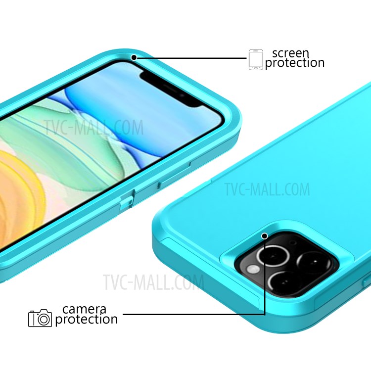 Anti-drop Hybrid PC + TPU Phone Case with Belt Clip Kickstand for Apple iPhone 12 Max/12 Pro 6.1 inch - Sky Blue-2