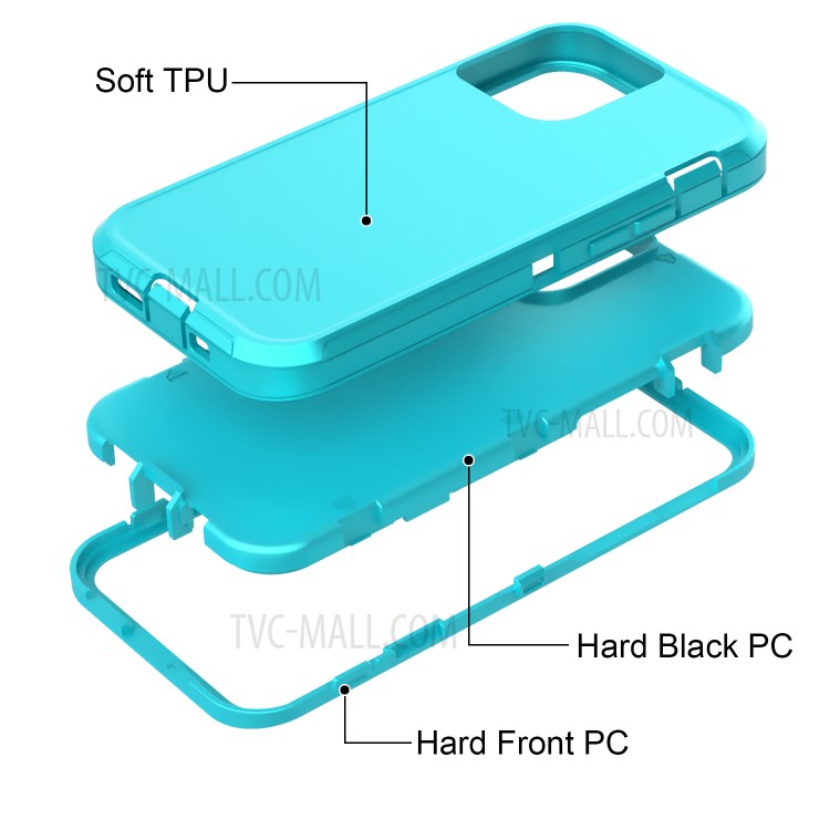 Anti-drop Hybrid PC + TPU Phone Case with Belt Clip Kickstand for Apple iPhone 12 Max/12 Pro 6.1 inch - Sky Blue-3