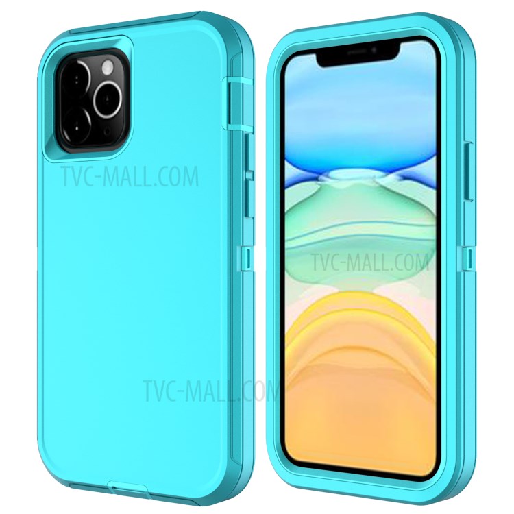 Anti-drop Hybrid PC + TPU Phone Case with Belt Clip Kickstand for Apple iPhone 12 Max/12 Pro 6.1 inch - Sky Blue-5