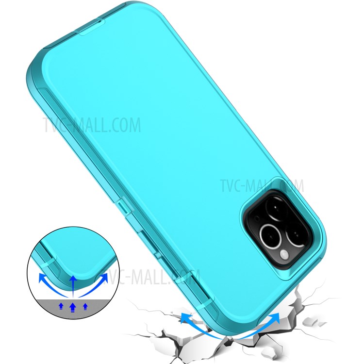 Anti-drop Hybrid PC + TPU Phone Case with Belt Clip Kickstand for Apple iPhone 12 Max/12 Pro 6.1 inch - Sky Blue-6