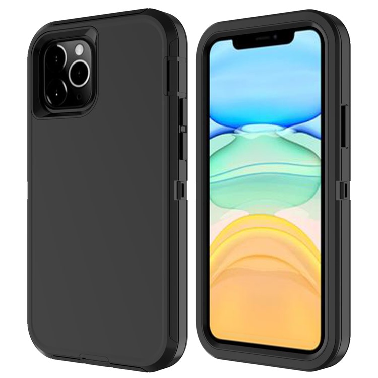 Detachable Shockproof Drop-proof Dust-proof PC + TPU Hybrid Case for iPhone 12 Max/12 Pro 6.1 inch - All Black-1