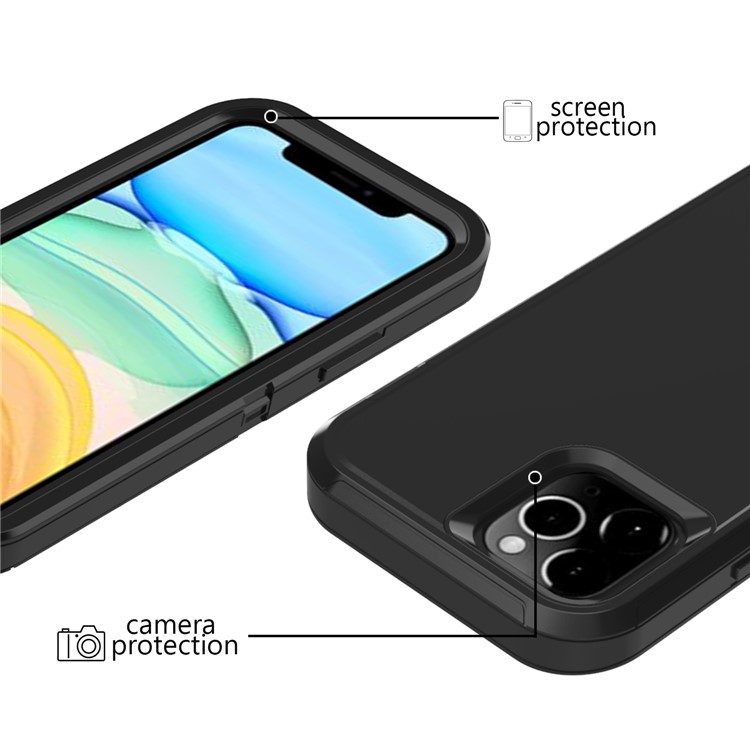 Detachable Shockproof Drop-proof Dust-proof PC + TPU Hybrid Case for iPhone 12 Max/12 Pro 6.1 inch - All Black-2