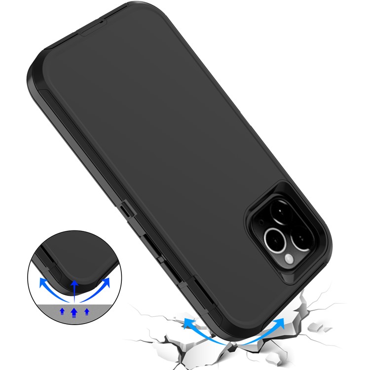 Detachable Shockproof Drop-proof Dust-proof PC + TPU Hybrid Case for iPhone 12 Max/12 Pro 6.1 inch - All Black-5