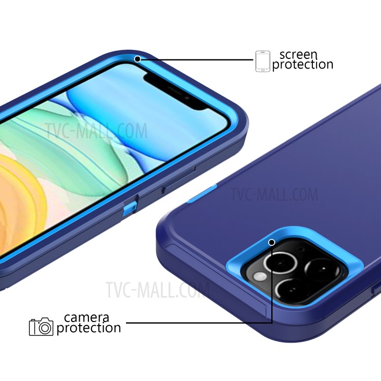 Detachable Shockproof Drop-proof Dust-proof PC + TPU Hybrid Case for iPhone 12 Max/12 Pro 6.1 inch - Dark Blue/Baby Blue-2