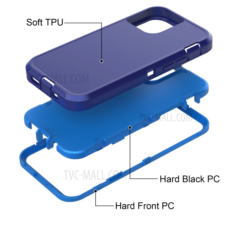 Detachable Shockproof Drop-proof Dust-proof PC + TPU Hybrid Case for iPhone 12 Max/12 Pro 6.1 inch - Dark Blue/Baby Blue-3