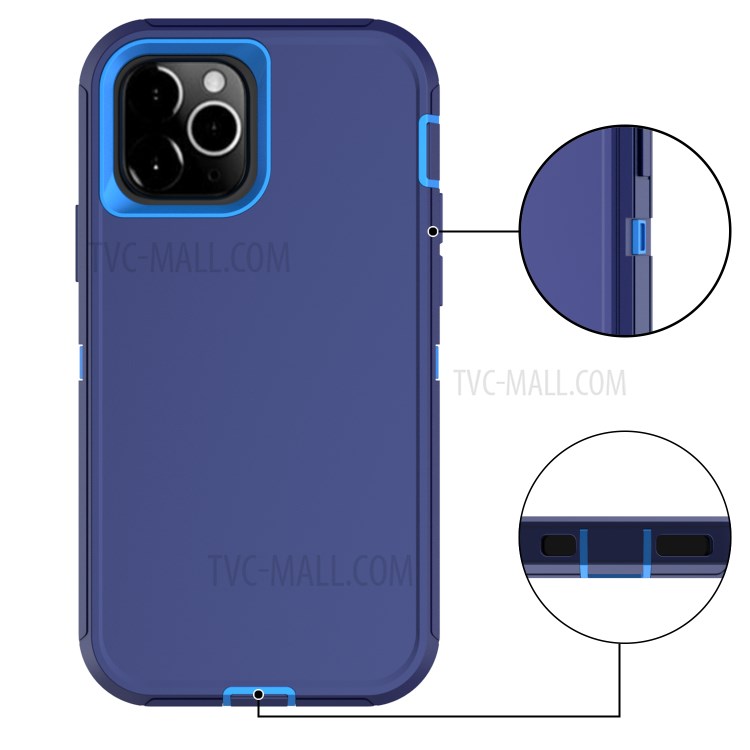 Detachable Shockproof Drop-proof Dust-proof PC + TPU Hybrid Case for iPhone 12 Max/12 Pro 6.1 inch - Dark Blue/Baby Blue-4