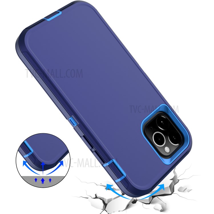 Detachable Shockproof Drop-proof Dust-proof PC + TPU Hybrid Case for iPhone 12 Max/12 Pro 6.1 inch - Dark Blue/Baby Blue-5