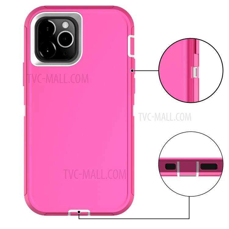 Detachable Shockproof Drop-proof Dust-proof PC + TPU Hybrid Case for iPhone 12 Max/12 Pro 6.1 inch - Pink/White-4