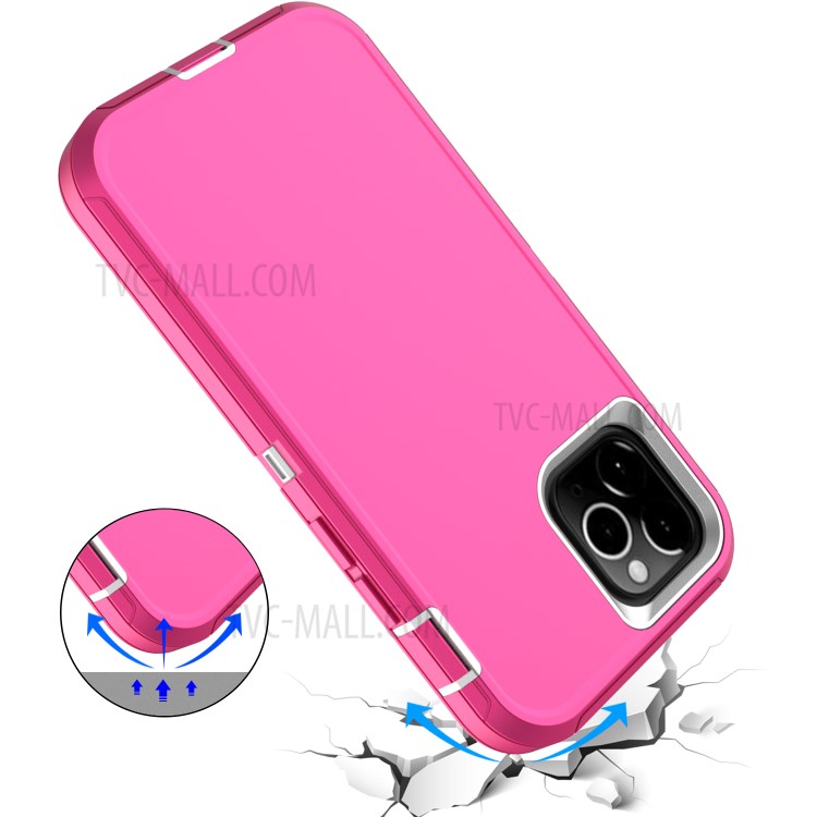 Detachable Shockproof Drop-proof Dust-proof PC + TPU Hybrid Case for iPhone 12 Max/12 Pro 6.1 inch - Pink/White-5