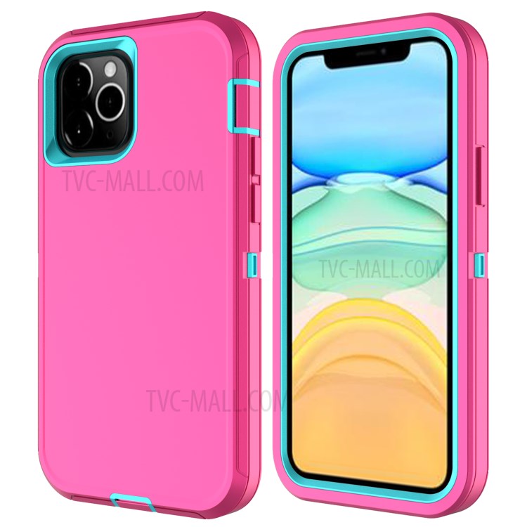 Detachable Shockproof Drop-proof Dust-proof PC + TPU Hybrid Cover for iPhone 12 5.4 inch - Pink/Sky Blue-1