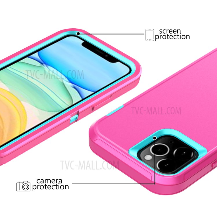 Detachable Shockproof Drop-proof Dust-proof PC + TPU Hybrid Cover for iPhone 12 5.4 inch - Pink/Sky Blue-2