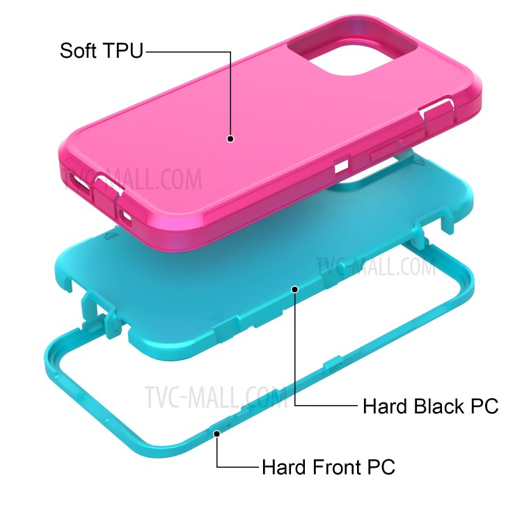 Detachable Shockproof Drop-proof Dust-proof PC + TPU Hybrid Cover for iPhone 12 5.4 inch - Pink/Sky Blue-3
