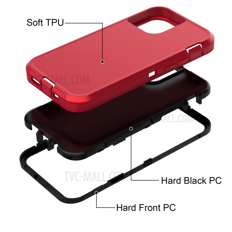 Detachable Shockproof Drop-proof Dust-proof PC + TPU Hybrid Cover for iPhone 12 5.4 inch - Red/Black-3