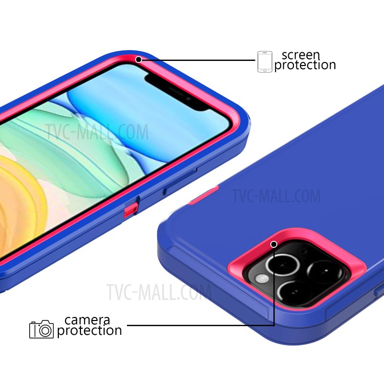 Detachable Shockproof Drop-proof Dust-proof PC + TPU Hybrid Cover for iPhone 12 5.4 inch - Dark Purple/Rose-2