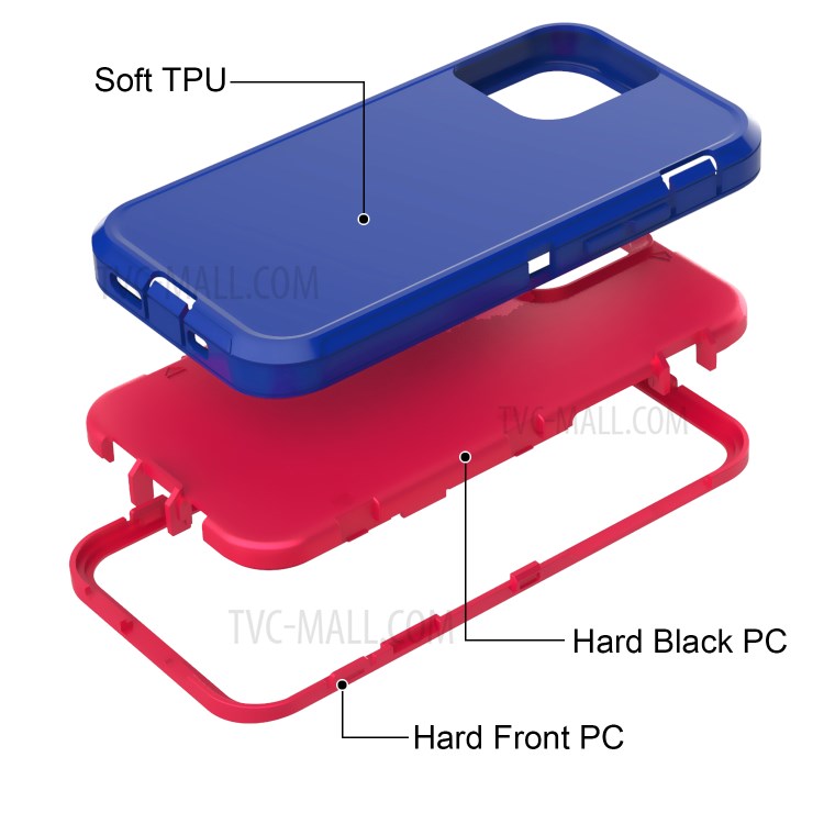 Detachable Shockproof Drop-proof Dust-proof PC + TPU Hybrid Cover for iPhone 12 5.4 inch - Dark Purple/Rose-3