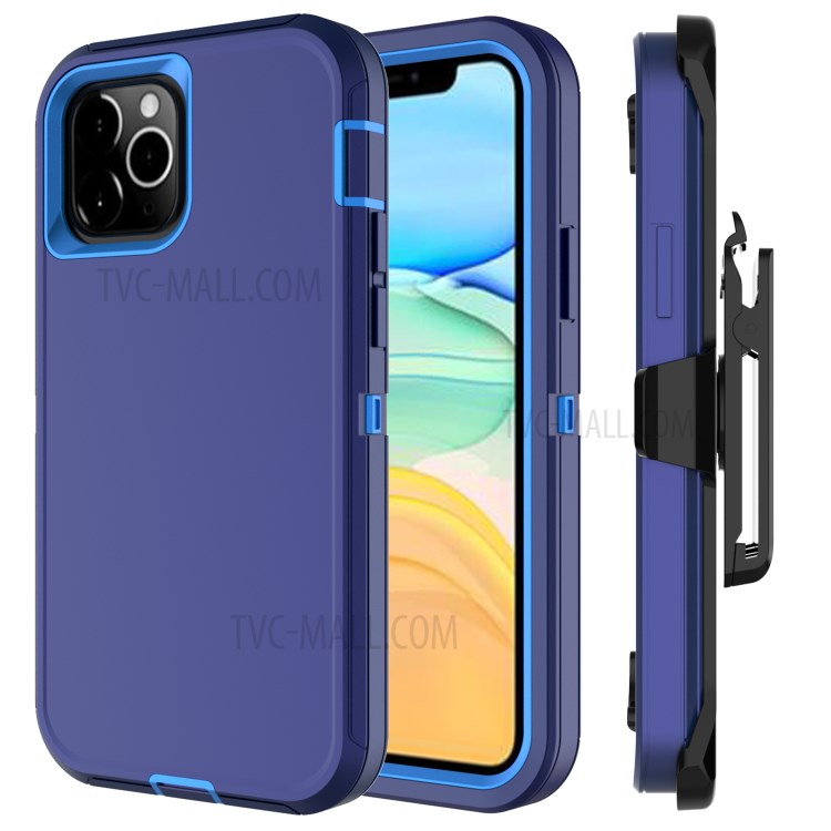 Shockproof Hybrid Mobile Case Phone Cover with Belt Clip Kickstand for Apple iPhone 12 mini - Dark Blue-1