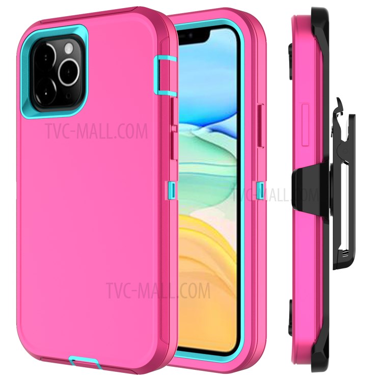 Shockproof Hybrid Mobile Case Phone Cover with Belt Clip Kickstand for Apple iPhone 12 5.4 inch - Pink / Sky Blue-1