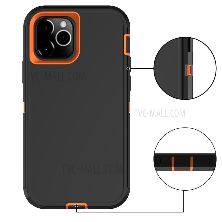 Shockproof Hybrid Mobile Case Phone Cover with Belt Clip Kickstand for Apple iPhone 12 5.4 inch - Black / Orange-4