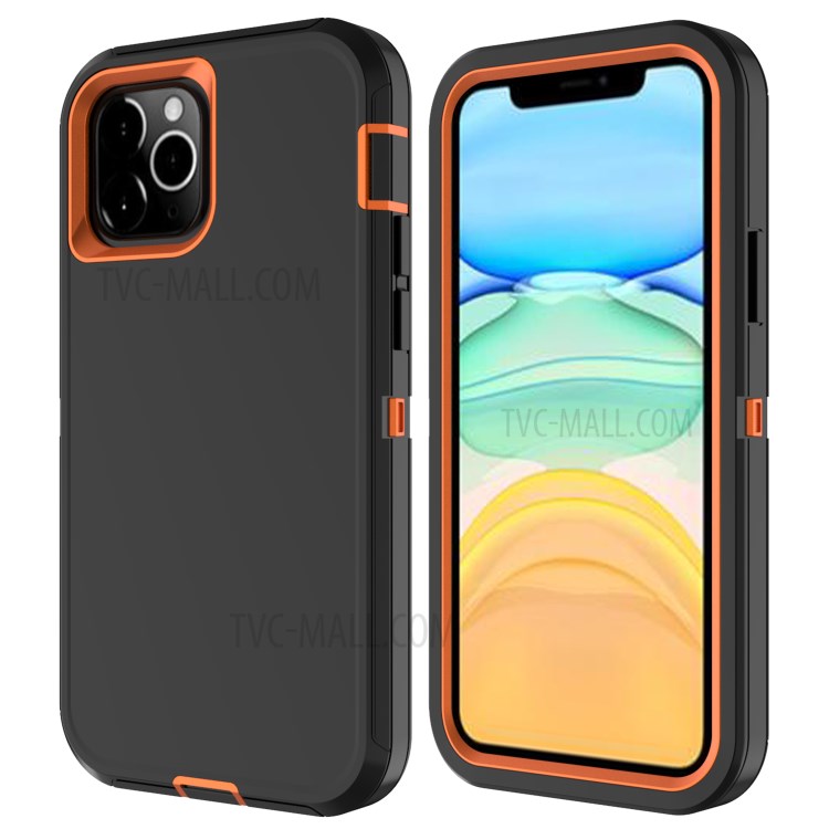Shockproof Hybrid Mobile Case Phone Cover with Belt Clip Kickstand for Apple iPhone 12 5.4 inch - Black / Orange-5