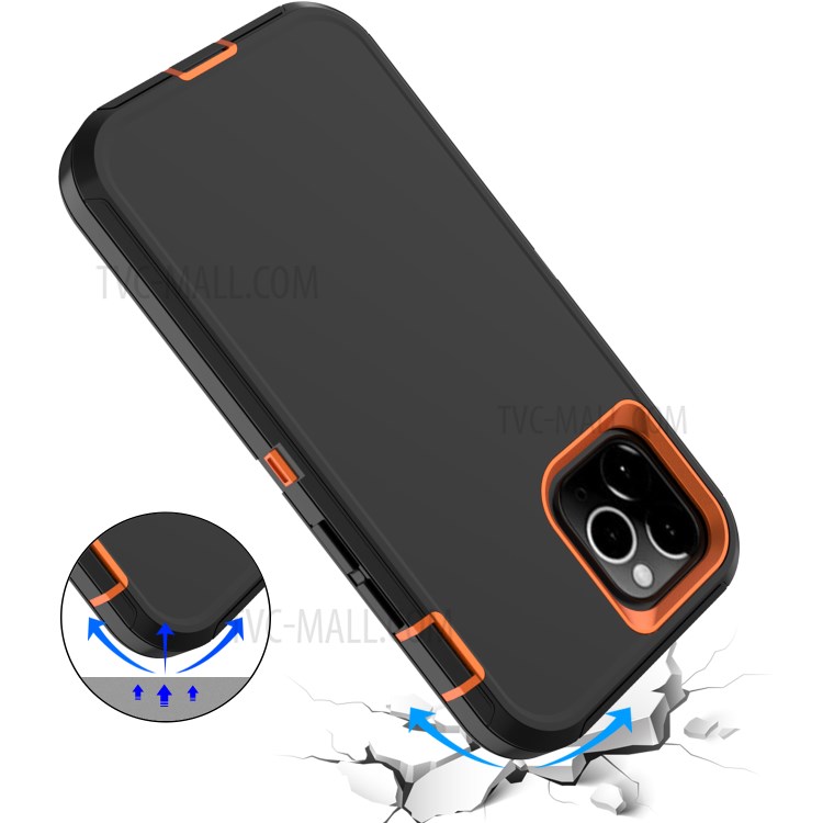 Shockproof Hybrid Mobile Case Phone Cover with Belt Clip Kickstand for Apple iPhone 12 5.4 inch - Black / Orange-6