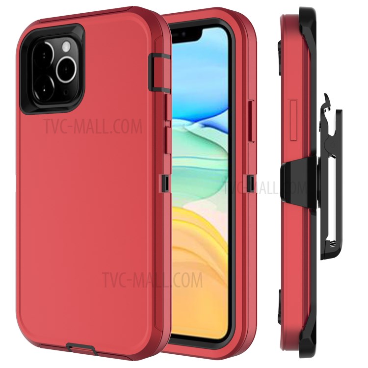Shockproof Hybrid Mobile Case Phone Cover with Belt Clip Kickstand for Apple iPhone 12 mini - Red / Black-1